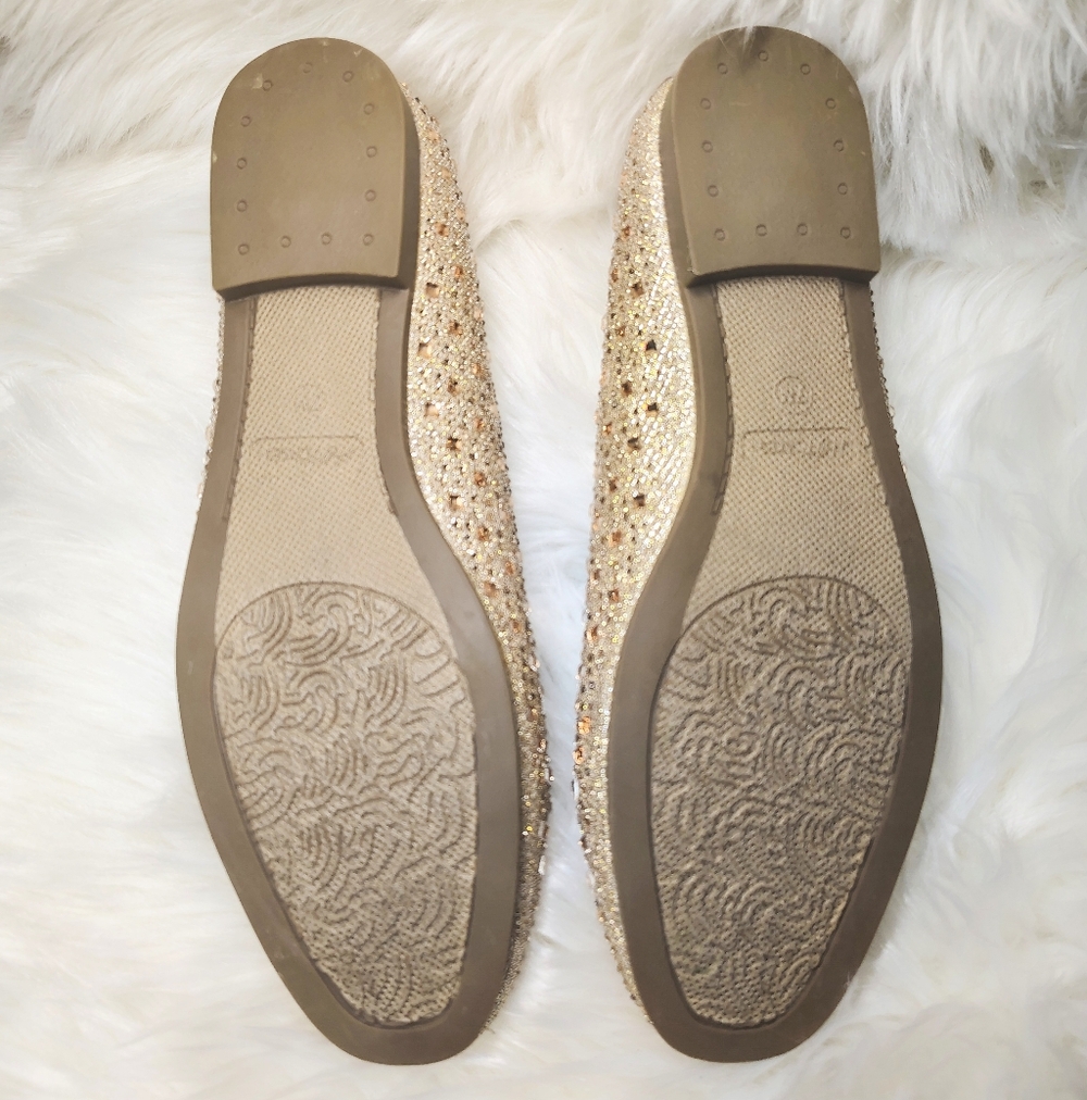 Hot Cakes Gold Jeweled Rhinestone Flats - Picture 7 of 10